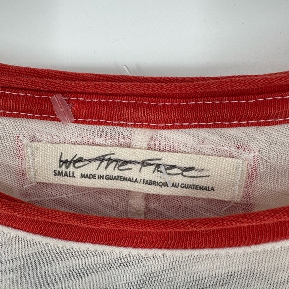 We The Free Red Surf The Wave Raglan Crew Neck T-Shirt with Lettuce Hem - Picture 4 of 6